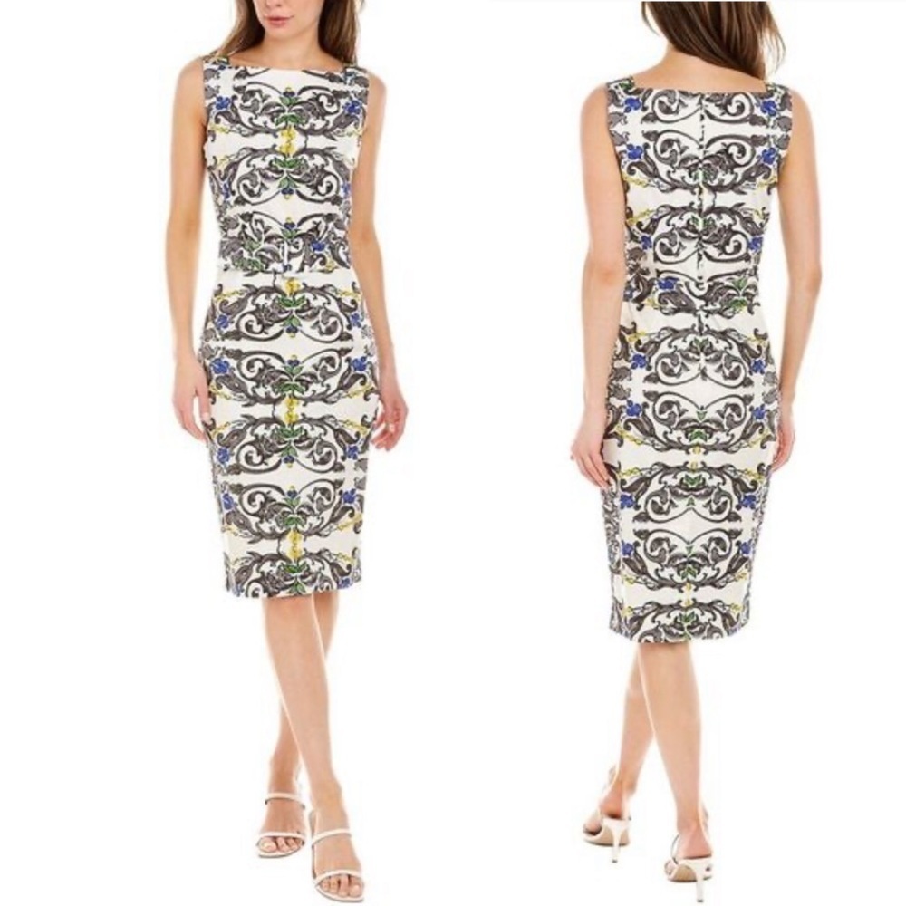 Samantha Sung “Peony” Canace sheath knee length sleeveless dress sz 6 P